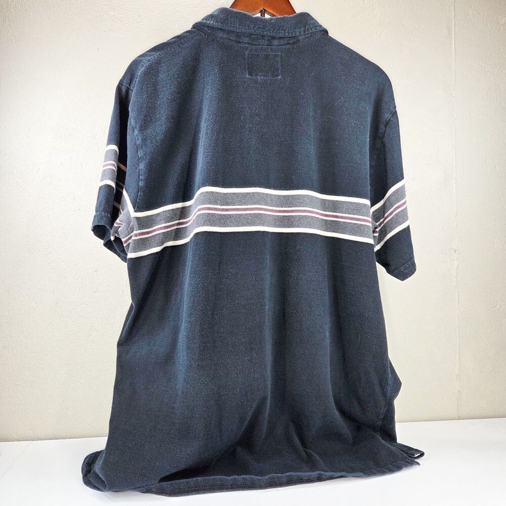 Vintage Y2K Nautica Jeans Co Striped Black Faded Polo Shirt Sz XL - Picture 3 of 6